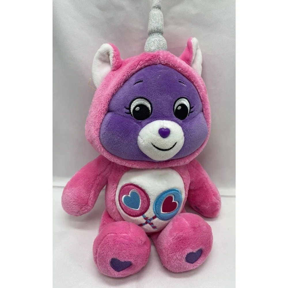 Care Bears Share Bear Unicorn Hoodie Friends Collector Purple Lollipop Plush - Picture 1 of 7